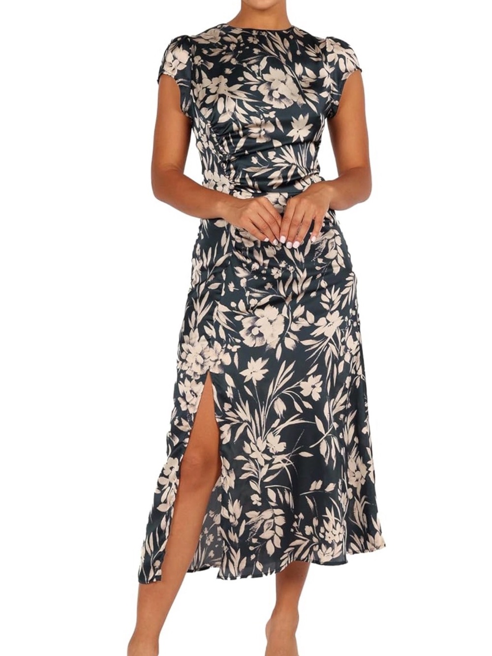 Petal & Pup Teal and Cream Floral Midi Dress